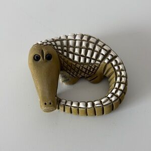 Artesania Rinconada Alligator Figurine Uruguay Art Pottery Sculpture Signed